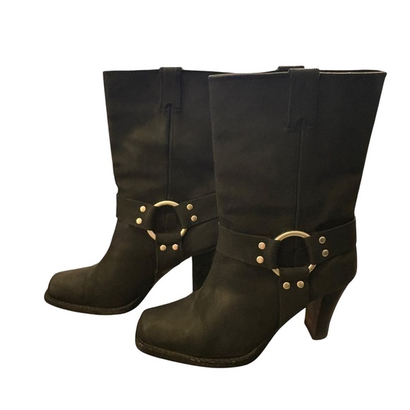 Michael Kors Women’s Fulton Harness Black Heeled Boots Size 7.5 Western - Picture 2 of 10